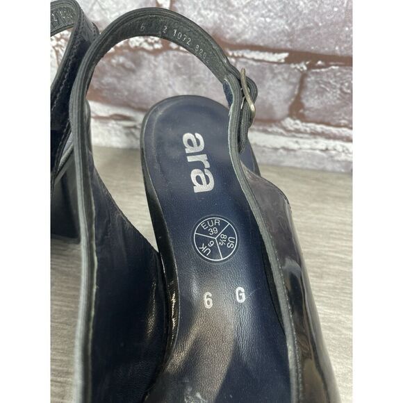 Ara Black Patent Leather Peep Toe Strap Pump Heels Women Sz 8.5M US/39EU - Picture 7 of 16